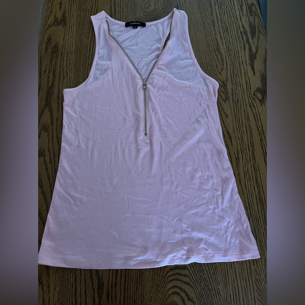 Ambiance Light Pink Zippered Tank Top
